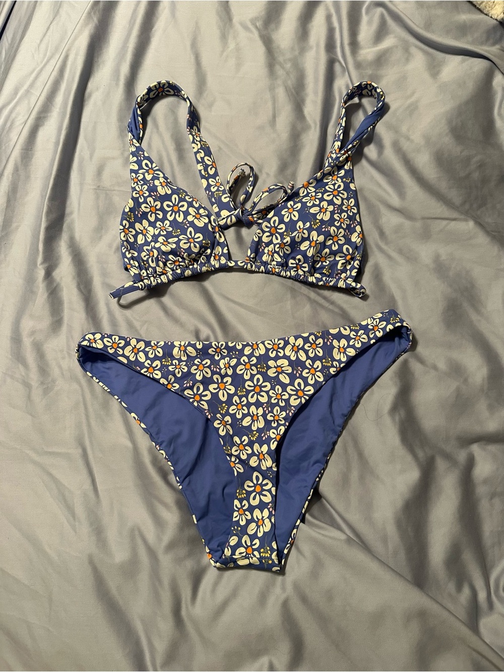 Dippin' Daisy's Navy Floral Triangle Bikini Set